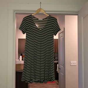 Lush green and white striped t shirt dress